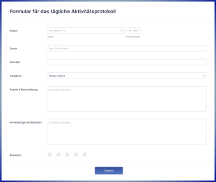 Formular Für Das Tägliche Aktivitätsprotokoll Form Template