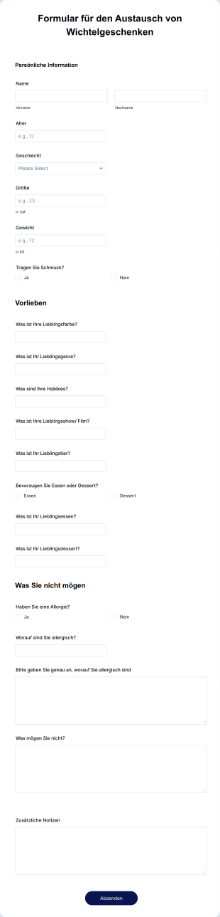 Formular Für Den Austausch Von Wichtelgeschenken
