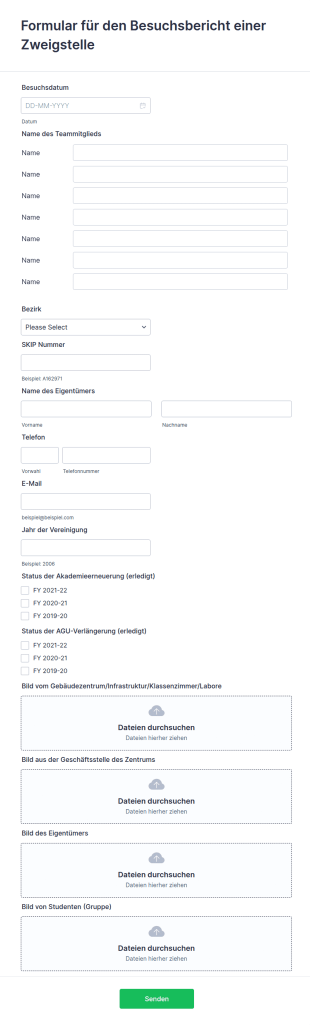 Formular Für Den Besuchsbericht Einer Zweigstelle