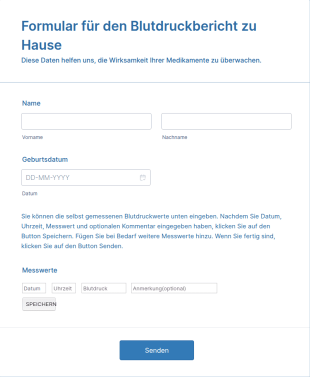 Formular Für Den Blutdruckbericht Zu Hause