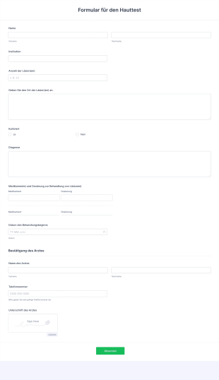 Formular Für Den Hauttest Form Template