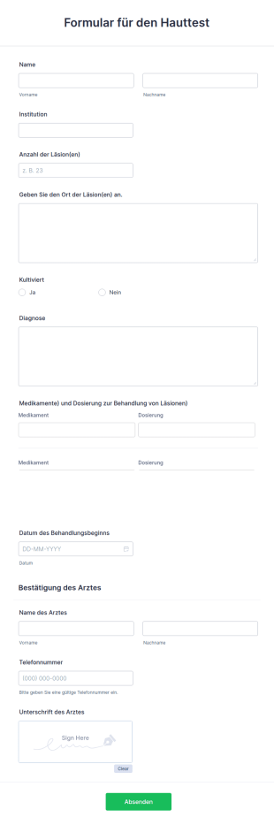 Formular Für Den Hauttest