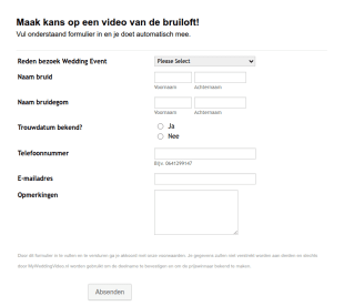 Formular Für Den Hochzeitsvideo Wettbewerb
