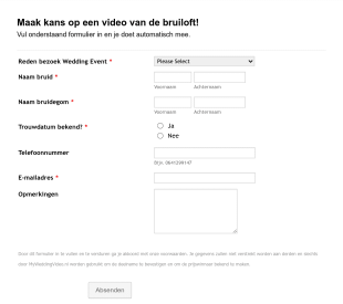 Formular Für Den Hochzeitsvideo Wettbewerb
