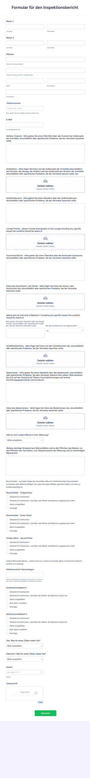 Formular Für Den Inspektionsbericht