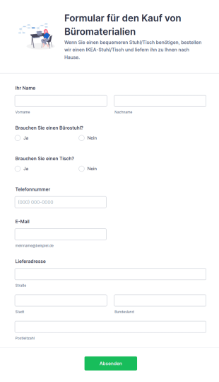 Formular Für Den Kauf Von Büromaterialien