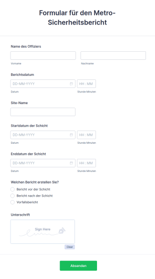 Formular Für Den Metro Sicherheitsbericht