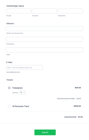 Formular Für Den Online Ticketkauf Form Template