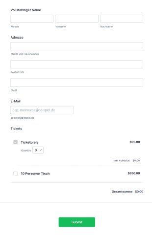 Formular Für Den Online Ticketkauf