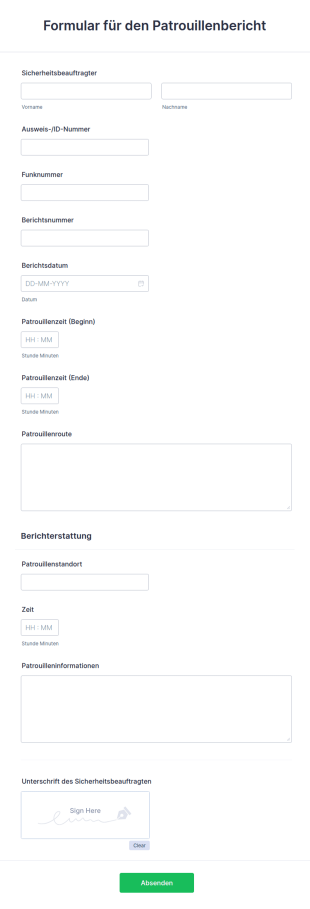 Formular Für Den Patrouillenbericht