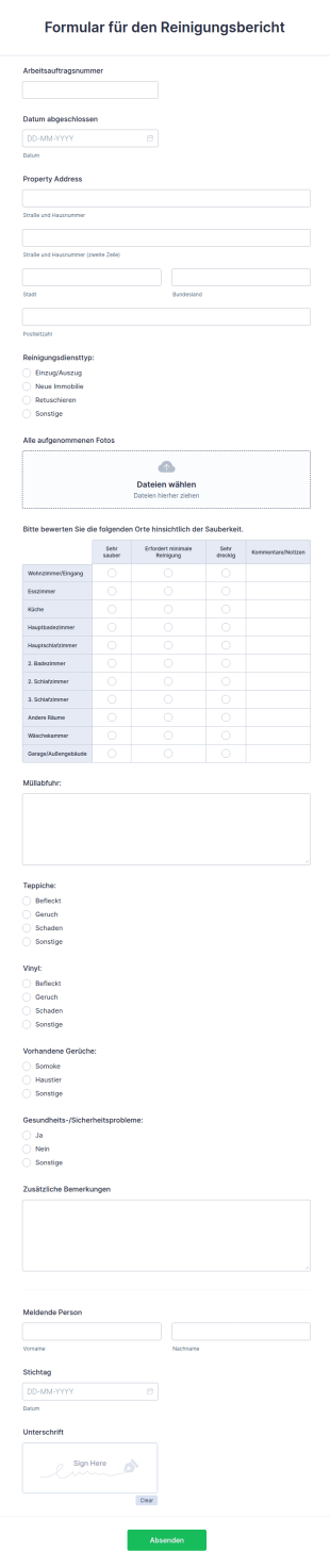 Formular Für Den Reinigungsbericht