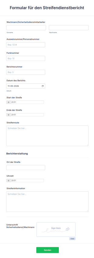Formular Für Den Streifendienstbericht