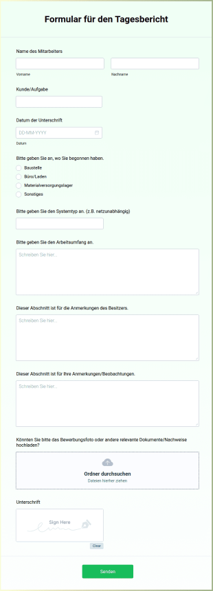 Formular Für Den Tagesbericht