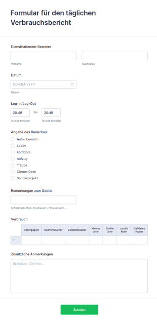 Formular Für Den Täglichen Verbrauchsbericht