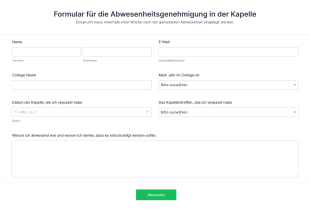 Formular Für Die Abwesenheitsgenehmigung In Der Kapelle
