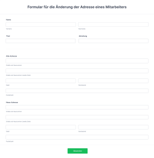 Formular Für Die Änderung Der Adresse Eines Mitarbeiters