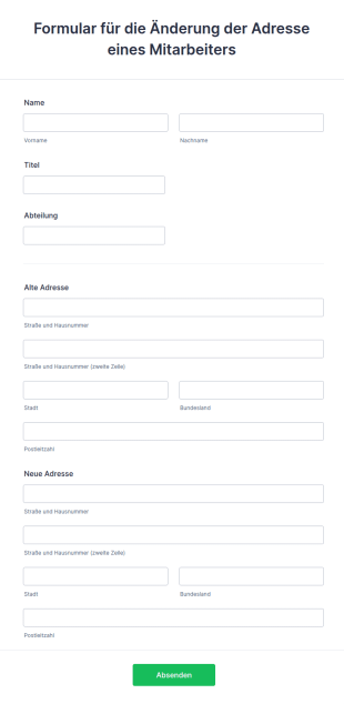 Formular Für Die Änderung Der Adresse Eines Mitarbeiters