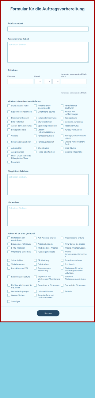 Formular Für Die Auftragsvorbereitung Form Template