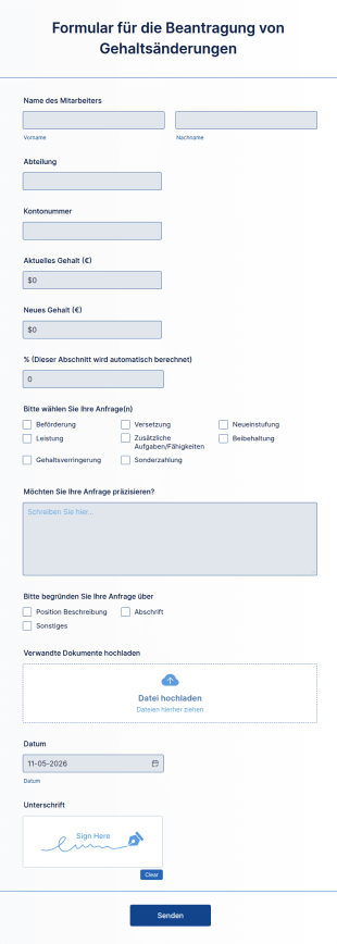 Formular Für Die Beantragung Von Gehaltsänderungen