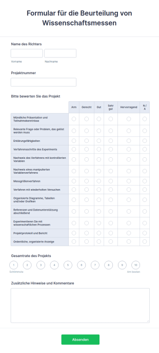 Formular Für Die Beurteilung Von Wissenschaftsmessen
