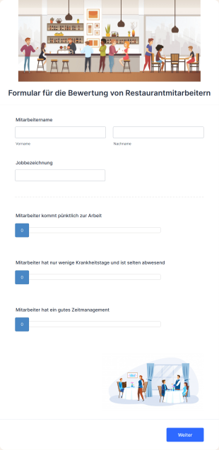 Formular Für Die Bewertung Von Restaurantmitarbeitern Form Template