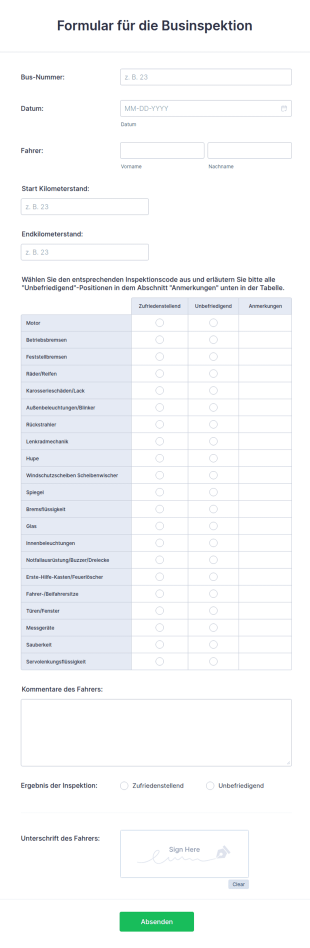 Formular Für Die Businspektion