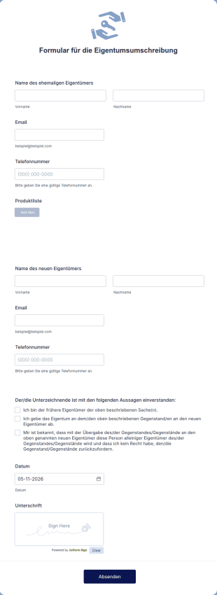 Formular Für Die Eigentumsumschreibung