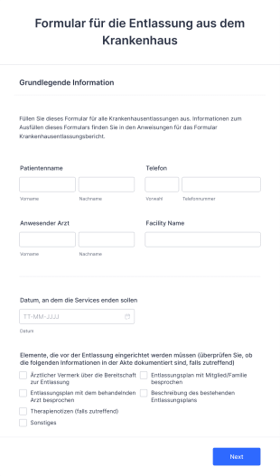 Formular Für Die Entlassung Aus Dem Krankenhaus Form Template