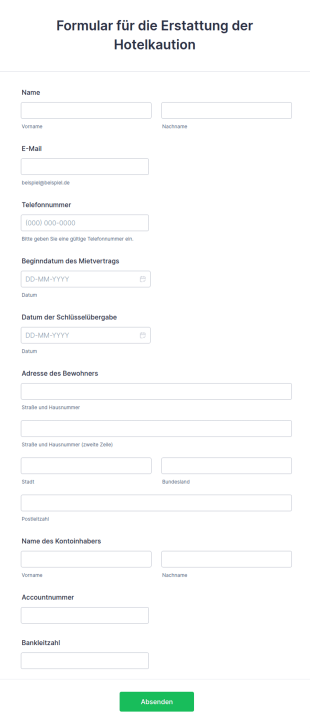 Formular Für Die Erstattung Der Hotelkaution