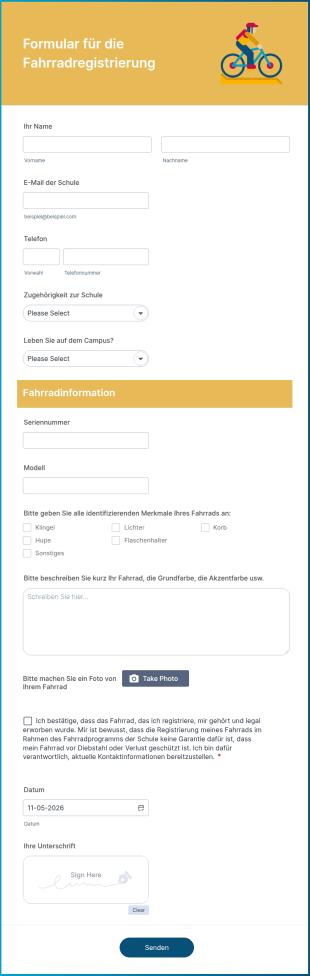 Formular Für Die Fahrradregistrierung