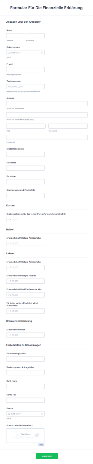 Formular Für Die Finanzielle Erklärung
