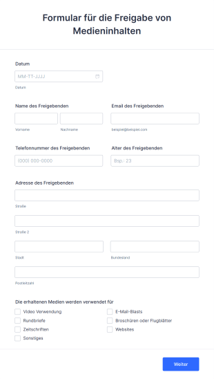 Formular Für Die Freigabe Von Medieninhalten