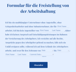 Formular Für Die Freistellung Von Der Arbeitshaftung