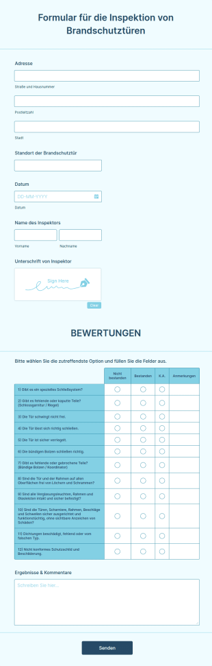Formular Für Die Inspektion Von Brandschutztüren