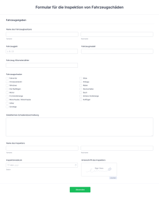 Formular Für Die Inspektion Von Fahrzeugschäden Form Template