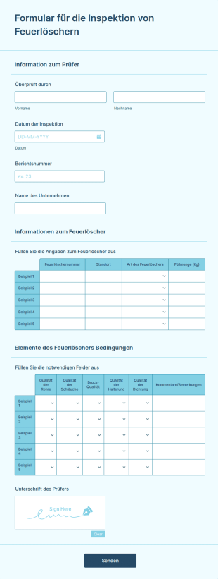 Formular Für Die Inspektion Von Feuerlöschern