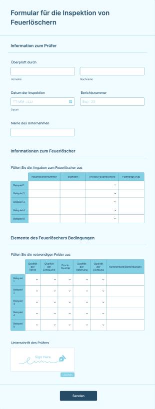 Formular Für Die Inspektion Von Feuerlöschern Form Template