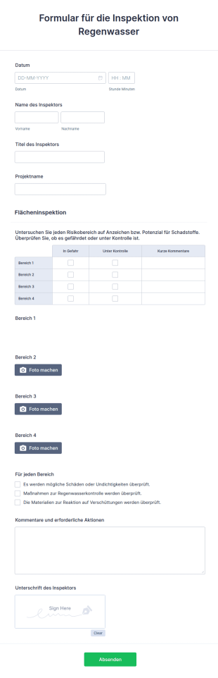 Formular Für Die Inspektion Von Regenwasser