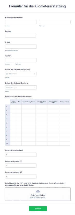 Formular Für Die Kilometererstattung