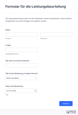 Formular Für Die Leistungsbeurteilung Form Template