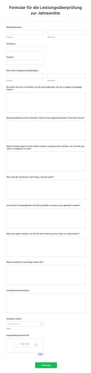 Formular Für Die Leistungsüberprüfung Zur Jahresmitte