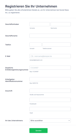 Formular Für Die Lieferantenregistrierung