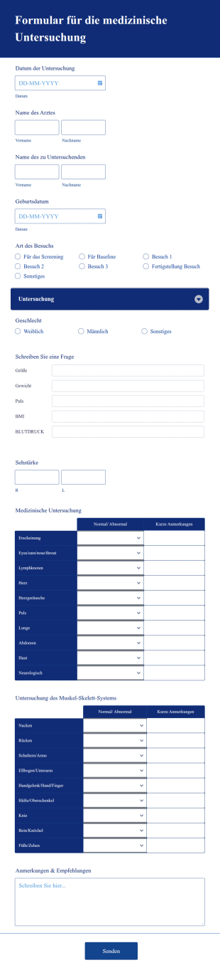 Formular Für Die Medizinische Untersuchung