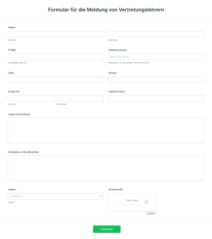 Formular Für Die Meldung Von Vertretungslehrern Form Template