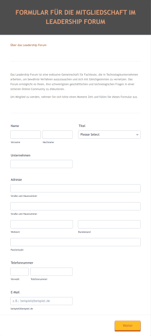 Formular Für Die Mitgliedschaft Im Leadership Forum Form Template