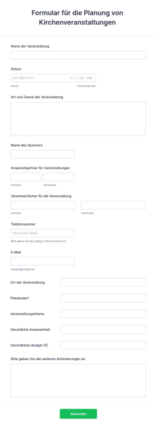 Formular Für Die Planung Von Kirchenveranstaltungen