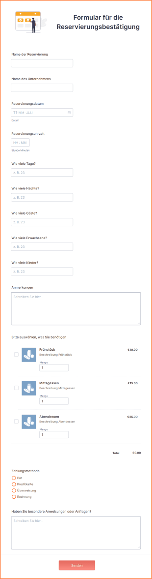 Formular Für Die Reservierungsbestätigung
