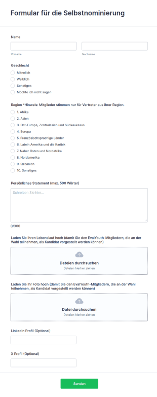Formular Für Die Selbstnominierung