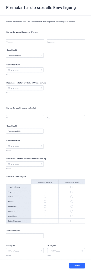 Formular Für Die Sexuelle Einwilligung
