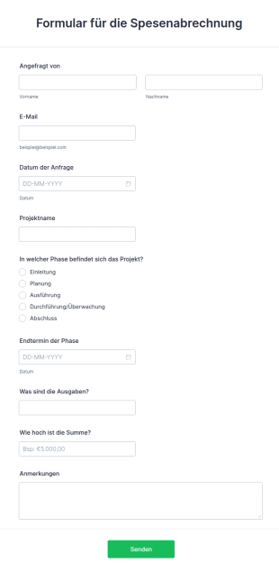 Formular Für Die Spesenabrechnung